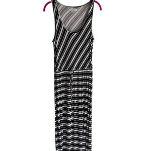 LIZ CLAIRBORNE Black and White Striped Sleeveless Maxi Dress, M